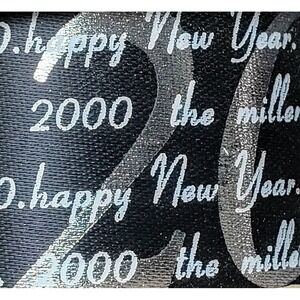 Vintage C & G 1.5"  Y2K Silver & Black Made In  U.S.A. 20‎ Yards 2000 New Year's